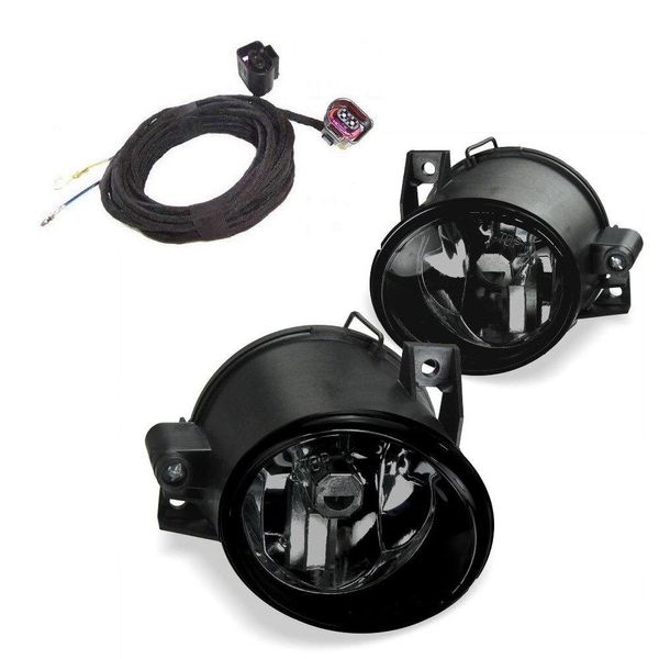 2X Fendinebbia Vetro Chiaro Nero H3 Lampadine + Cablaggio Per Vw Polo 9N 01-05-image