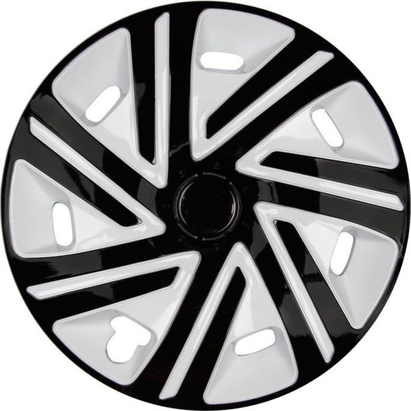 4X Coprimozzi Premium Design Copricerchi Verniciati Da 15 Pollici #49 Nero Bianco-image