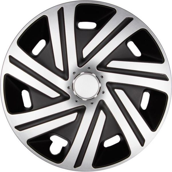 4X Coprimozzi Premium Design Copricerchi Verniciati Da 14 Pollici #58 Argento Nero-image