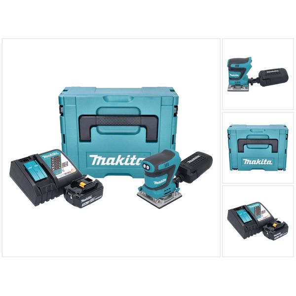 Makita Dbo 484 RF1J Levigatrice Orbitale A Batteria 18 V 112 X 102 Mm + 1X Batteria 3,0 Ah + Caricabatteria + Makpac-image