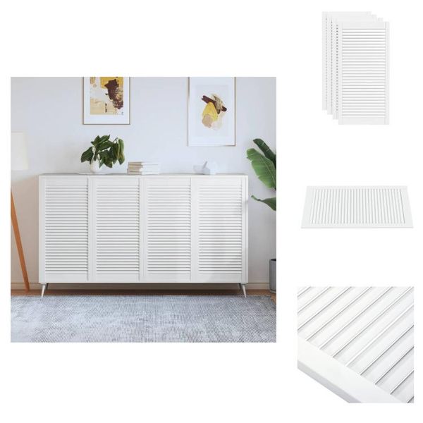 Vidaxl Ante Dell'armadio A Persiana Design 4 Pezzi Bianco 99,3X49,4 Cm Legno Massiccio - Ante Dell'armadio-image
