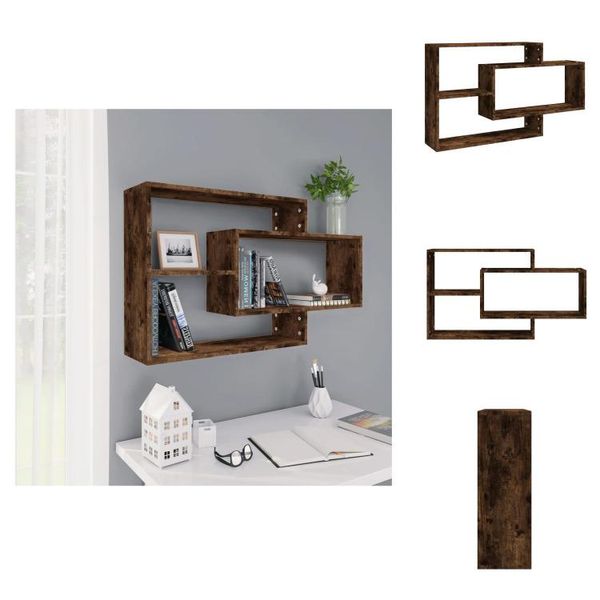 Vidaxl Scaffale A Muro In Rovere Affumicato 104X20X58,5 Cm Materiale A Base Di Legno - Scaffali A Muro-image