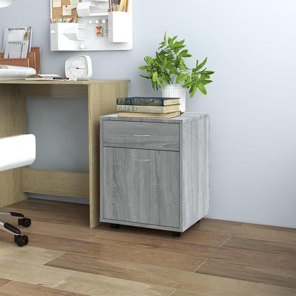 The Living Store Armadio A Rotelle Grigio Sonoma 45X38X54 Cm Materiale In Legno-image