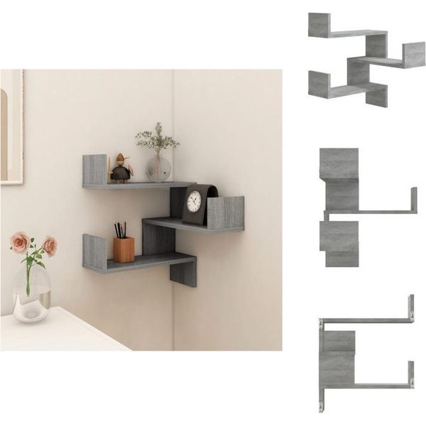 Vidaxl Scaffale Angolare A Muro Grigio Sonoma 40X40X50 Cm In Legno - Scaffali A Muro-image