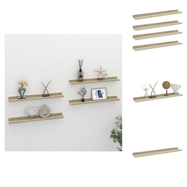 Vidaxl Mensole Da Parete 4 Pz. Bianco E Rovere Sonoma 60X9X3 Cm - Mensole A Muro-image