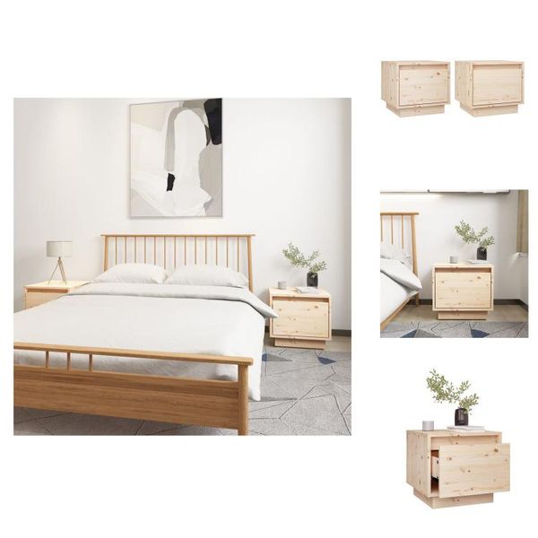 Vidaxl Comodini 2 Pezzi 35X34X32 Cm In Legno Di Pino Massiccio - Comodini-image
