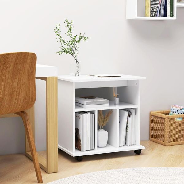 The Living Store Armadio A Rotelle Bianco 60X45X60 Cm In Materiale Ligneo-image
