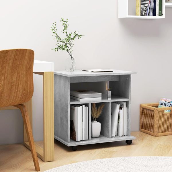 The Living Store Armadio A Rotelle Grigio Cemento 60X45X60 Cm Materiale Legno-image