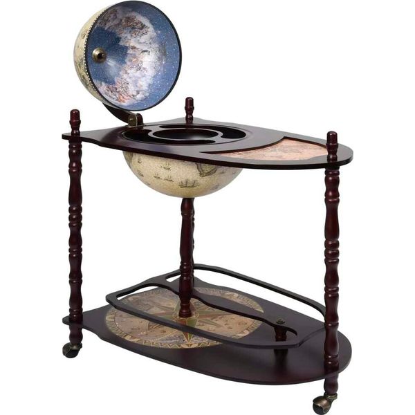 The Living Store Tavolo Da Bar Globe In Legno Eucalipto Verde Freestanding-image