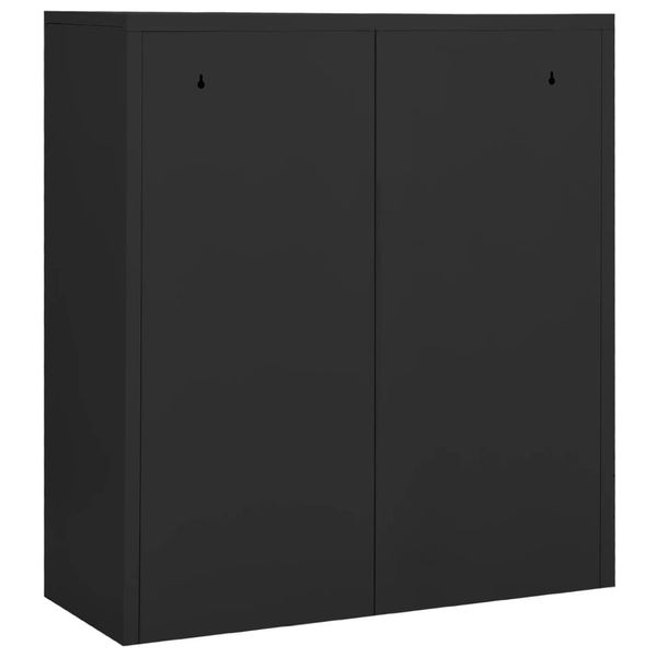 The Living Store Armadio Da Ufficio Antracite 90X40X102 Cm In Acciaio-image