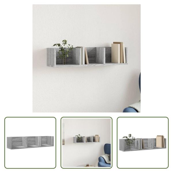 The Living Store Armadio A Muro Grigio Rovere Sonoma 75X18X16,5 Cm Materiale Legno-image