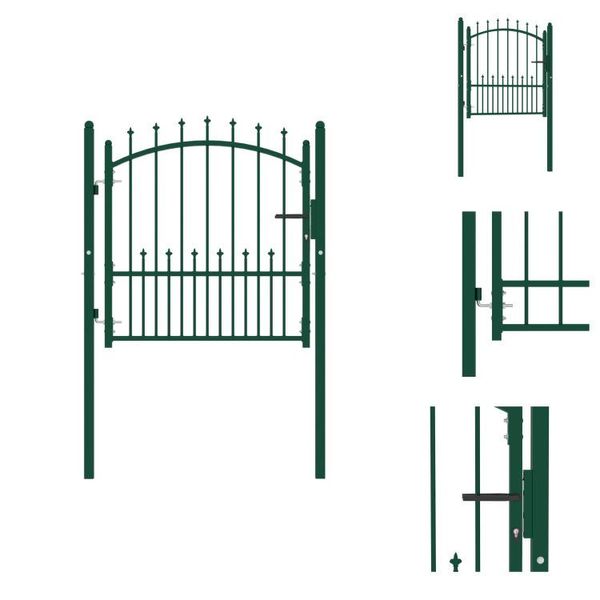 Vidaxl Cancello Di Recinzione Con Punte In Acciaio 100X100 Cm Verde - Cancelli Da Giardino-image
