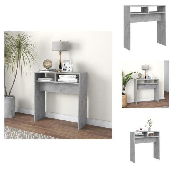 Vidaxl Tavolo Consolle Grigio Cemento 78X30X80 Cm Materiale A Base Di Legno - Tavolini-image