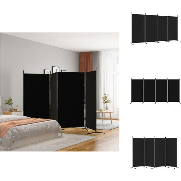 Vidaxl Paravento 4 Pezzi Nero 346X180 Cm Tessuto - Divisorio Per Ambienti-image