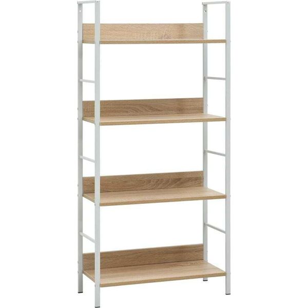 Vidaxl Libreria A 4 Ripiani In Rovere 60×27,6×124,5 Cm Materiale A Base Di Legno - Scaffale In Piedi - Scaffale In Metallo - Libreria - Scaffale Portaoggetti-image