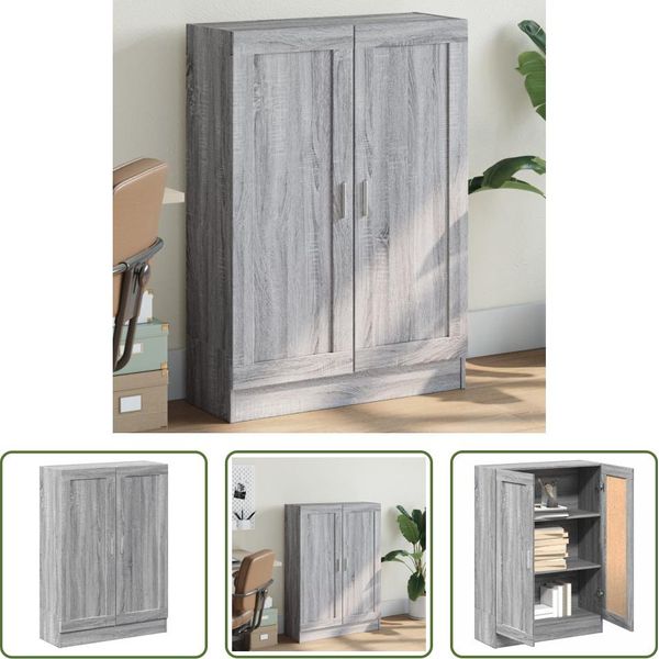 The Living Store Libreria Grey Sonoma 82,5X30,5X115 Cm Materiale A Base Di Legno-image