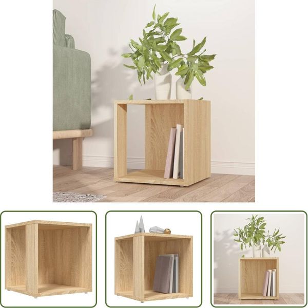The Living Store Tavolino In Rovere Sonoma 33X33X34,5 Cm Materiale In Legno-image