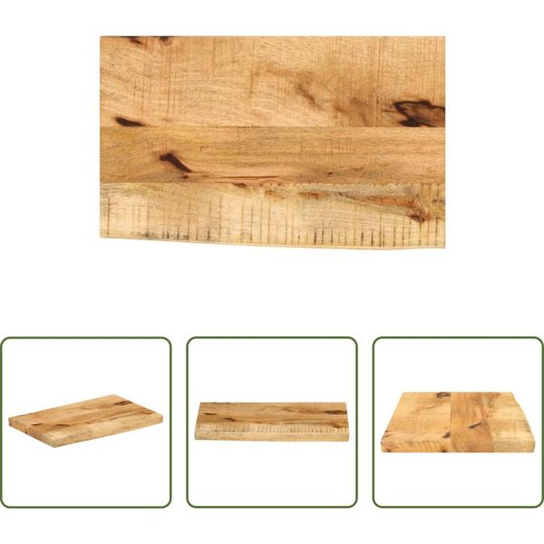 The Living Store Piano Del Tavolo 50X40X2,5 Cm Bordo Albero In Legno Massiccio Legno Di Mango Grezzo-image