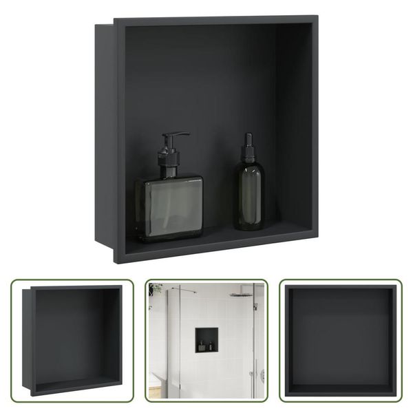 The Living Store Piatto Doccia Nero Opaco 32X32X9 Cm In Acciaio Inox-image