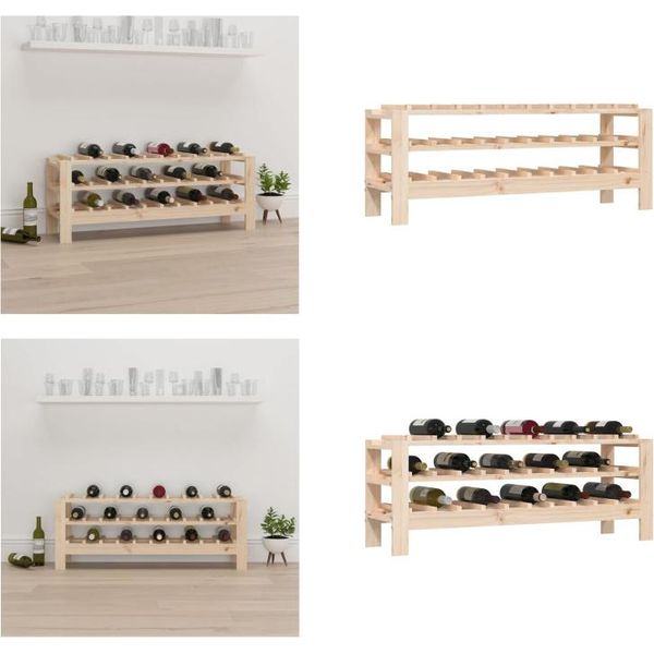 Vidaxl Portabottiglie Da Vino 109,5X30X42 Cm In Legno Di Pino Massiccio - Portabottiglie Da Vino - Portabottiglie Da Vino - Portabottiglie Da Vino-image