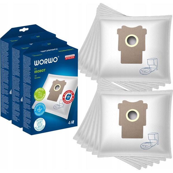 12X Sacchetti Worwo Per Irobot Roomba Cleanbase I3+ I4+ I7+ J7+ S9+ Aspirapolvere-image