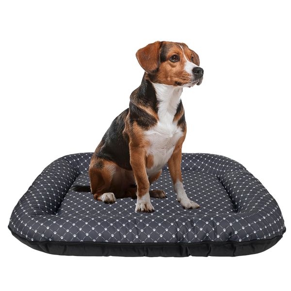 Cuccia Per Cani - Tappetino Per Cani Impermeabile E Lavabile In Codura | In & Outdoor Per Cani Di Taglia Grande | Colore: Nero/Modello: Zampe, Misura Xl: 105 X 85 Cm-image