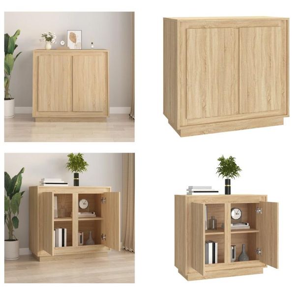 Vidaxl Credenza Rovere Sonoma 80X34X75 Cm In Legno - Credenza - Credenze - Armadio - Armadio Portaoggetti-image