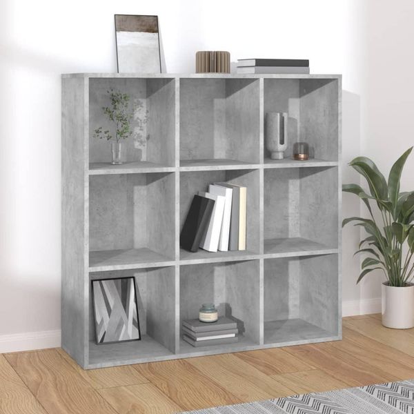 The Living Store Libreria Cemento Grigio 98X30X98 Cm Materiale Legno-image