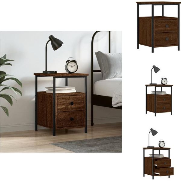 Vidaxl Comodino Marrone Effetto Rovere 34X35,5X50 Cm Materiale Legno - Comodini-image