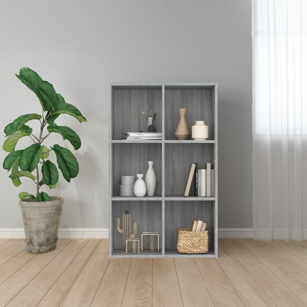 The Living Store Libreria/Sideboard Grey Sonoma 66X30X98 Cm Materiale A Base Di Legno-image