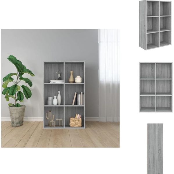 Vidaxl Libreria/Sideboard Grey Sonoma 66X30X98 Cm Materiale A Base Di Legno - Librerie E Scaffali-image
