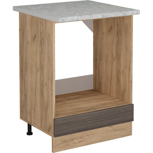 Vicco Mobile Per Forno Da Incasso R-Line, 60 Cm Pl Marmo, Grigio Nobile/Quercia Dorata-image