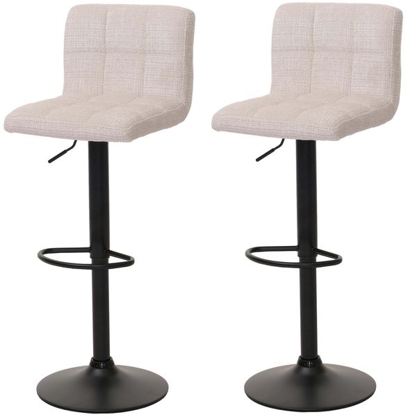2Er-Set Barhocker MCW-G87, Tresenhocker Barstuhl, HöHenverstellbar Drehbar, Stoff Chenille (465G/M²) Mvg ~ Creme-Beige-image