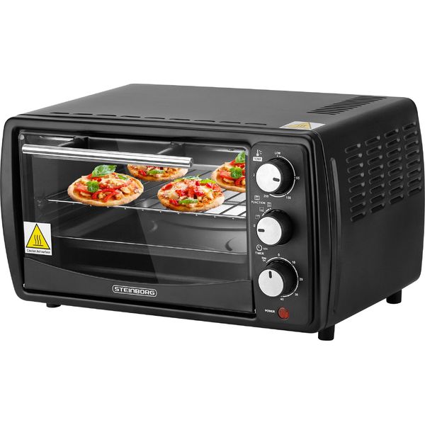 Steinborg Mini Forno 13 Litri | Forno Per Pizza | 60°-250°C | Timer | Vassoio Raccogli Briciole | Mini Forno | Forno | Forno Piccolo | 1200 Watt |-image
