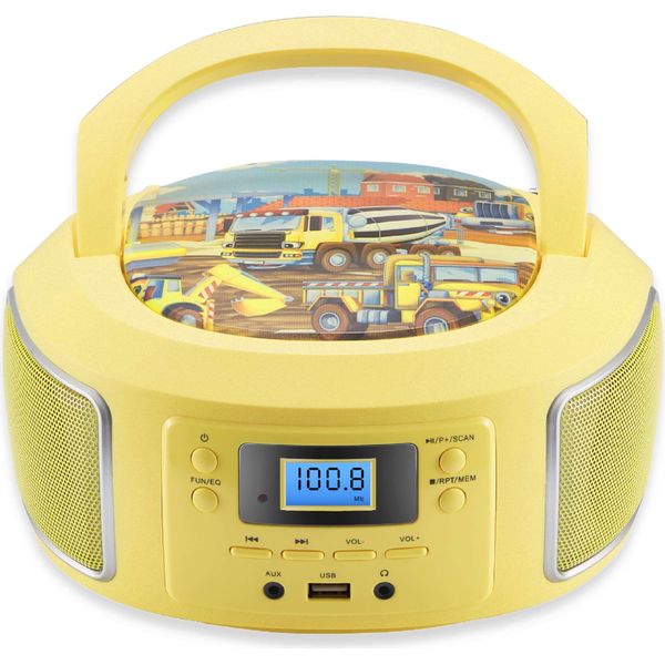 Lettore Cd Portatile Cyberlux | Lettore Cd Per Bambini | AUX-IN | Porta Usb | Radio CD/MP3 | Radio Per Bambini | Radio Cd | Impianto Stereo | Boombox | Giallo-image
