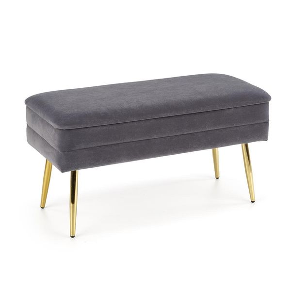 Halmar Panca Imbottita Con Contenitore Velva - Grigio Scuro / Oro-image