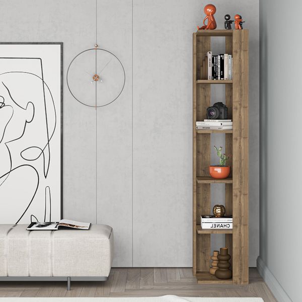 Decortie Libreria Angolare Nati, Effetto Rovere Scuro, 34 X 34 X 161 Cm-image