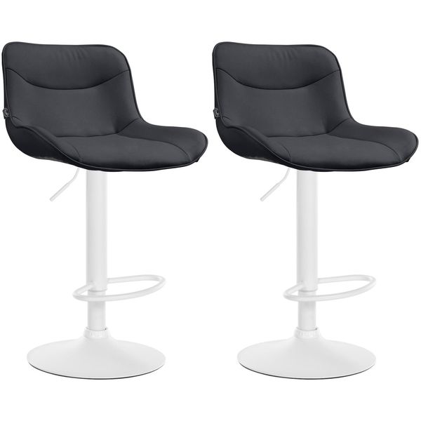 CLP 2Er Set Barhocker Vonore Kunstleder Weiß Farbe:Schwarz;Gestell Farbe:Weiß-image