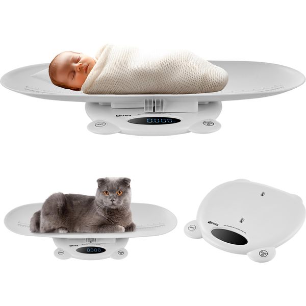 Bilancia Ecosa 3In1 Per Bambini, Animali Domestici E Persone Bilancia Digitale Con Funzione Tara/Tenuta Display A Led Portata 120 Kg Precisione 5G/50G Unità Di Peso: Kg/Lb/St Design Robusto In Abs Funzionamento A Batteria-image