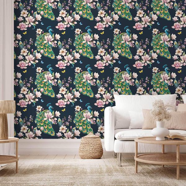 Vlies Tapete - Magnolie E Pavoni 50X1000 Cm Blumen G-B-10024-J-A-image