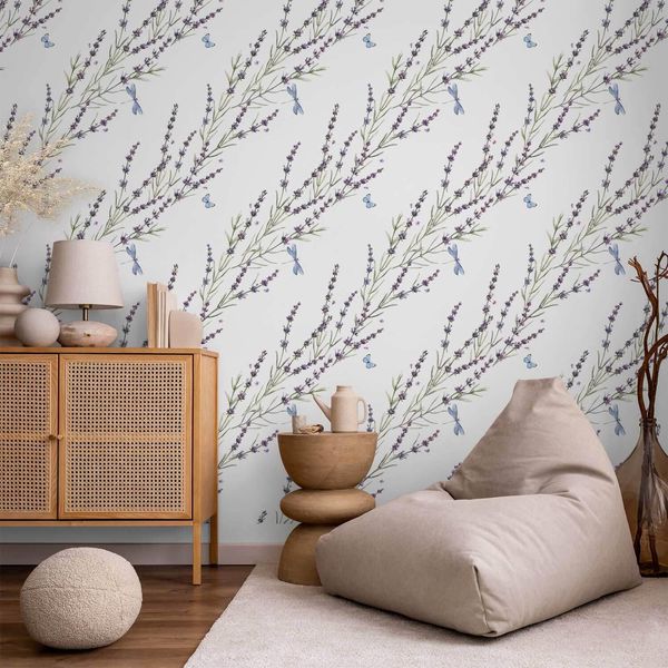 Vlies Tapete - Farfalle Tra La Lavanda 50X1000 Cm Blumen B-B-10065-J-A-image