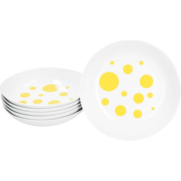 Pula Giallo Set Di 6 Piatti Fondi 450Ml Porcellana 6 Pers. Piatti Profondi Pasta Dots-image