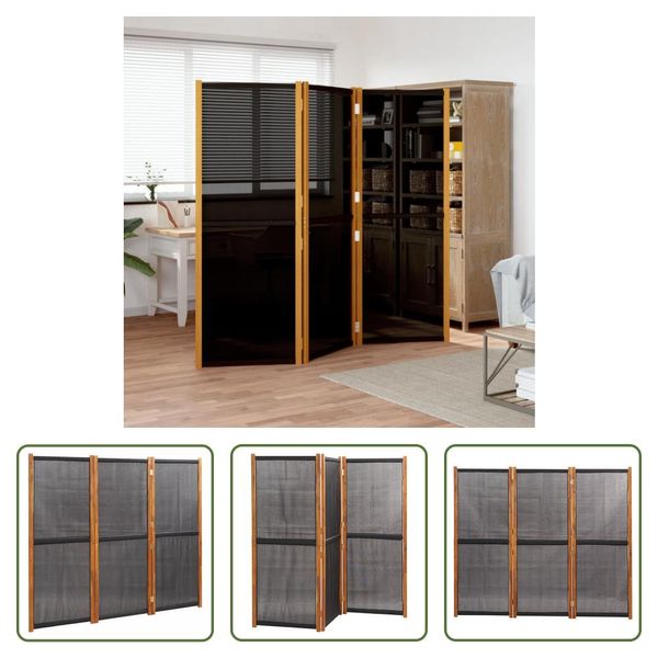 The Living Store Divisorio 3 Pezzi Nero 210X180 Cm-image