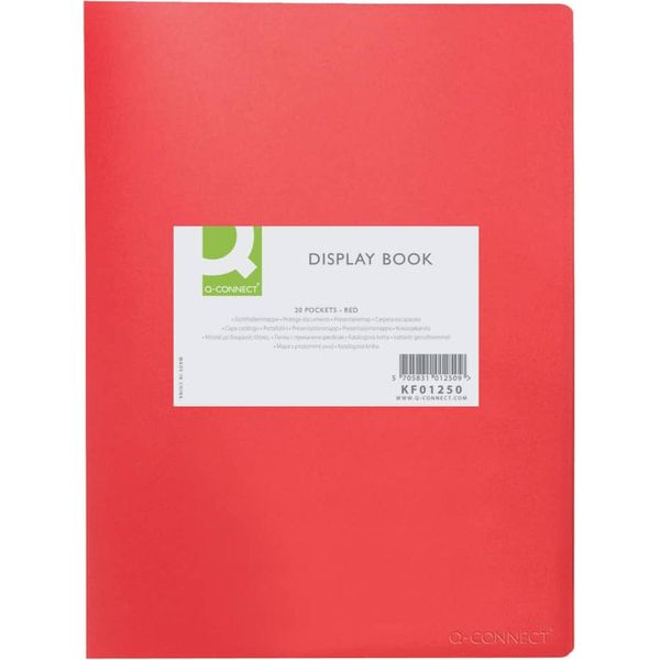 Q-Connect® KF01250 Libro Espositore - 20 Buste, Copertina In Pp, 450 Mym, Rosso-image