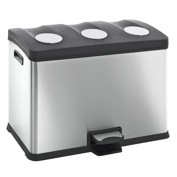 Eko - Pattumiera A Pedale Rejoice Recycling 12+12+12 Litri - Acciaio Inox Plastica - Acciaio Inox Opaco-image