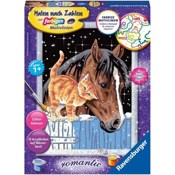 Ravensburger Creart 28556 - Puledro Con Gattino - Pittura Con I Numeri Per Bambini Dai 7 Anni In Su 28556-image