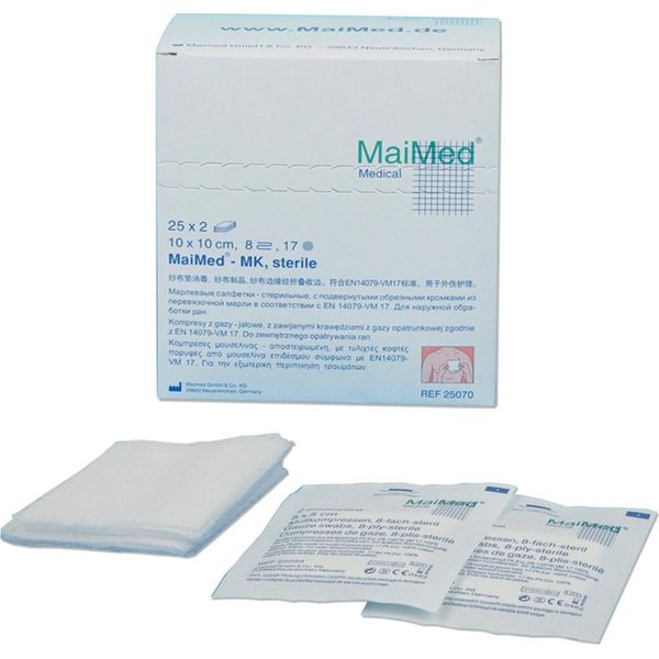 Maimed Compresse Di Garza Sterili A 12 Strati 25 X 2 Pezzi 5 Cm X 5 Cm-image