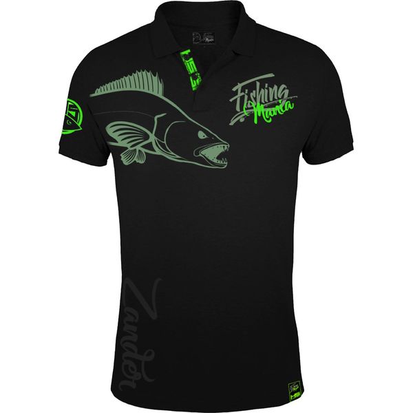 Hotspot Design Polo Fishing Mania Zander, Xxl, Nero-Verde, Polo Pesca Lucioperca, 010200505-image