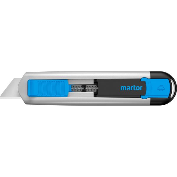 Martor Coltello Di Sicurezza Con Rientro Lama E Lama Arrotondata, Secunorm 525, Cutter Professionale, Alluminio, Per Destrorsi E Mancini, Gs-image