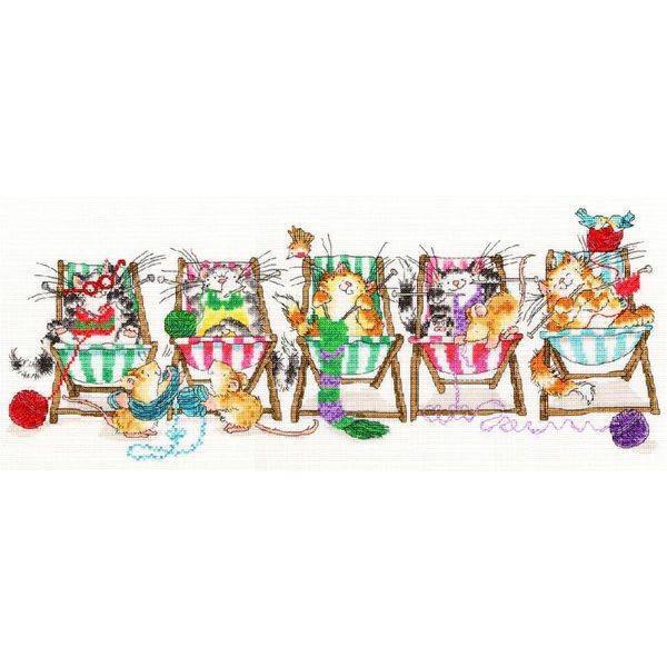 Set Per Punto Croce Bothy Threads "Gatti A Maglia"", 52X22Cm, XMS4, Schema Contato"-image